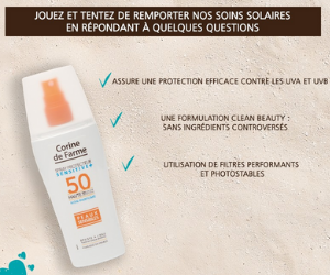 Jeu concours : 1 assortiment de soins solaire Corine de Farme à gagner