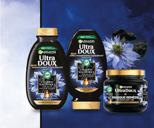 routine capillaire Ultra Doux Charbon Magnétique de Garnier