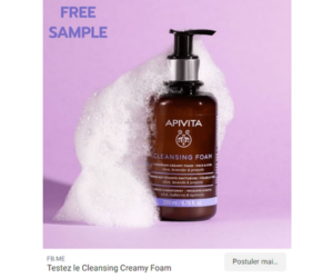 échantillon gratuit de la mousse nettoyante visage Apivita