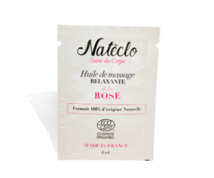huile de massage bio relaxante à la rose Natéclo
